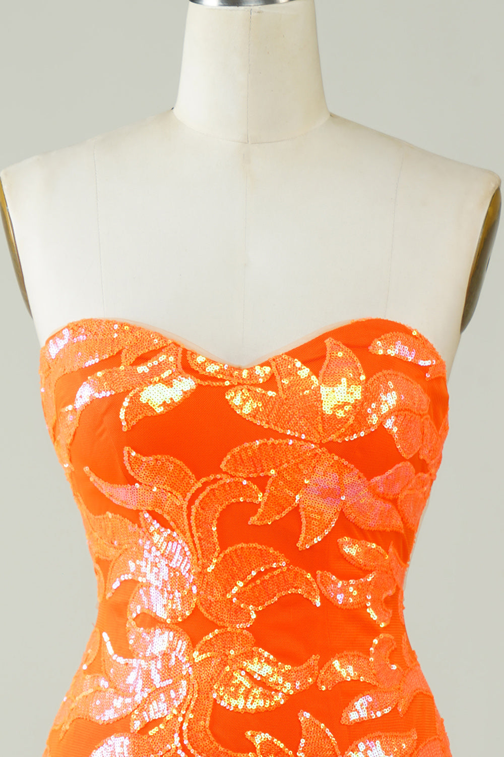 Strapless Orange Homecoming Dress Tight Prom Dress