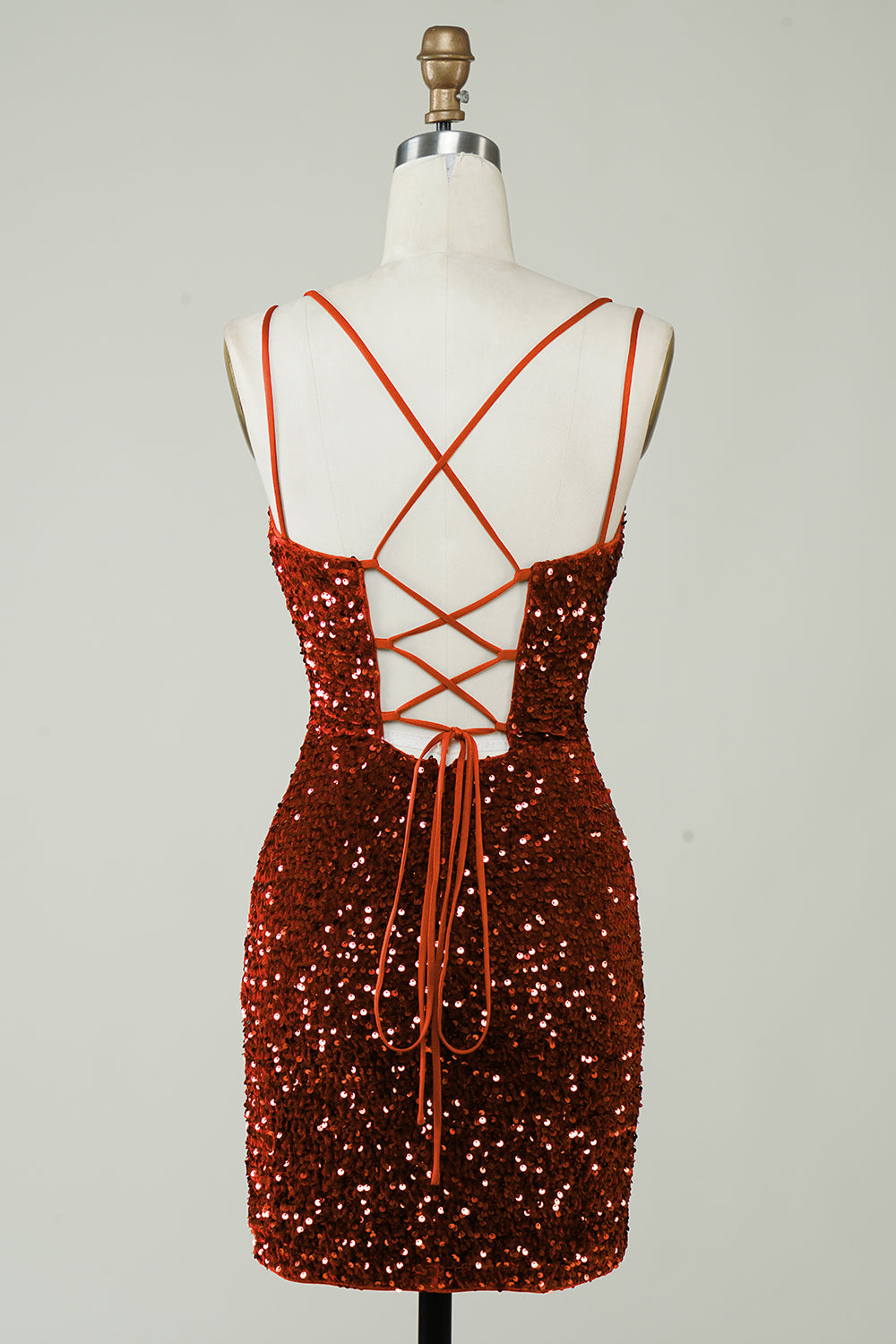 Red Homecoming Dress Criss-Cross Straps Sequin Tight Short Hoco Dress