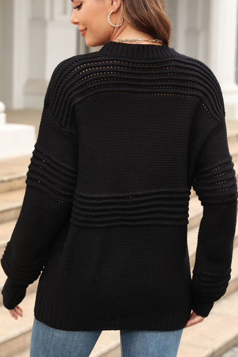 Solid Color Hollow Knit Bottoming Sweater