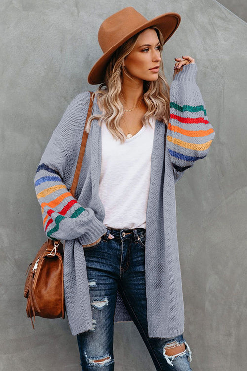 Going For Cozy Rainbow Striped Cardigan - 3 Colors