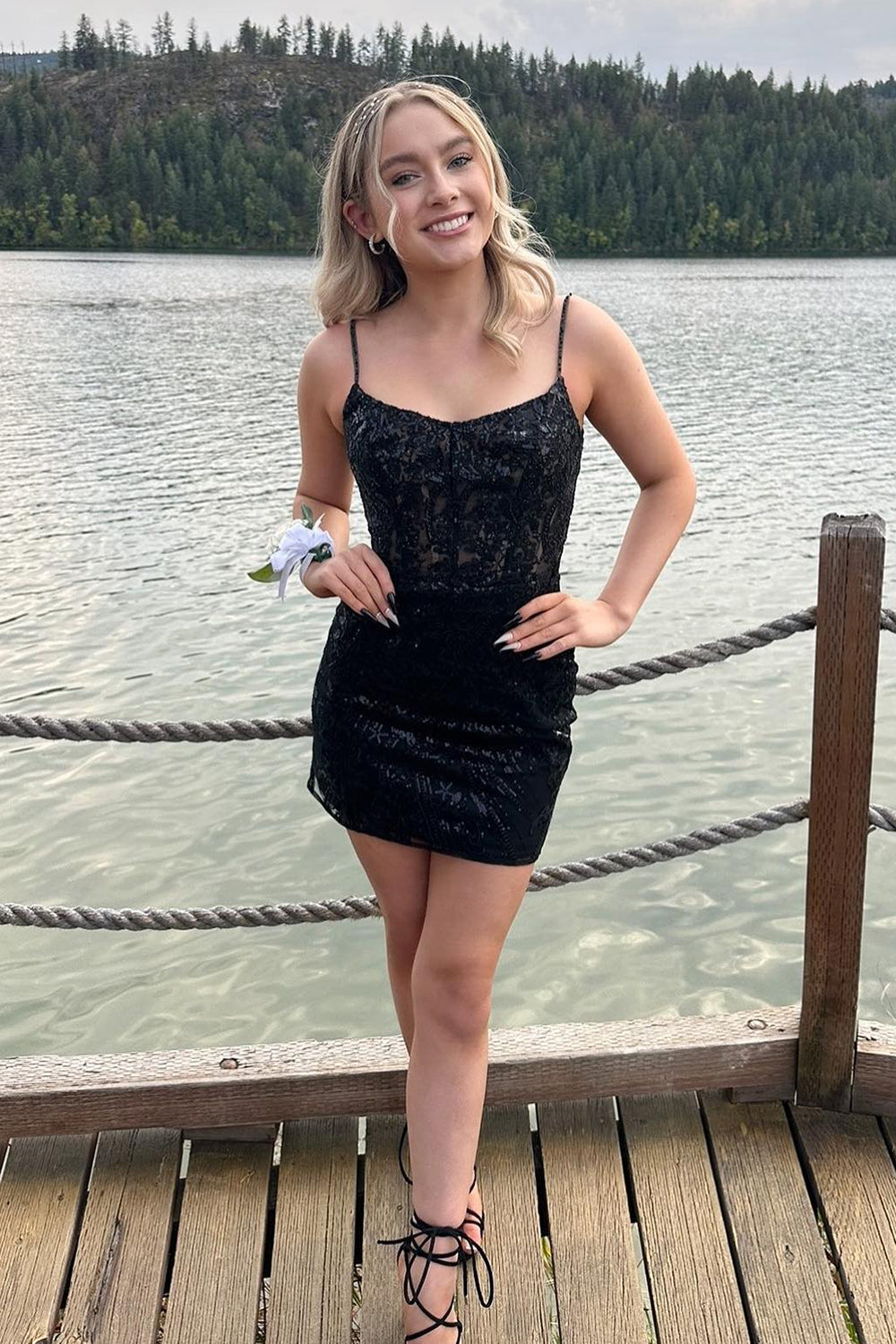 Navy Homecoming Dress Sequin Tight Short Prom Dress