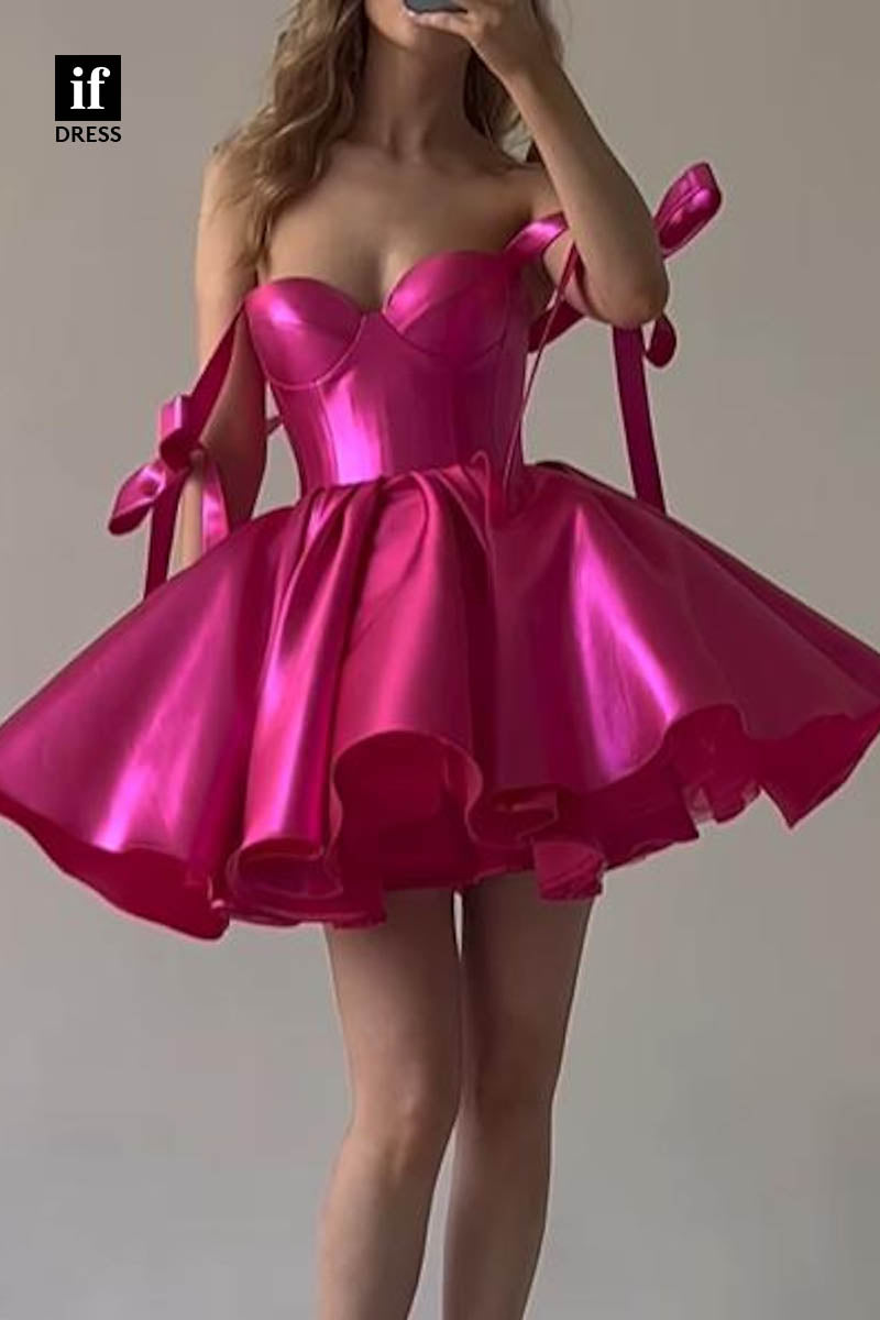 F1301 - Adorable Sweetheart Ruched Cocktail Homecoming Party Ball Gown