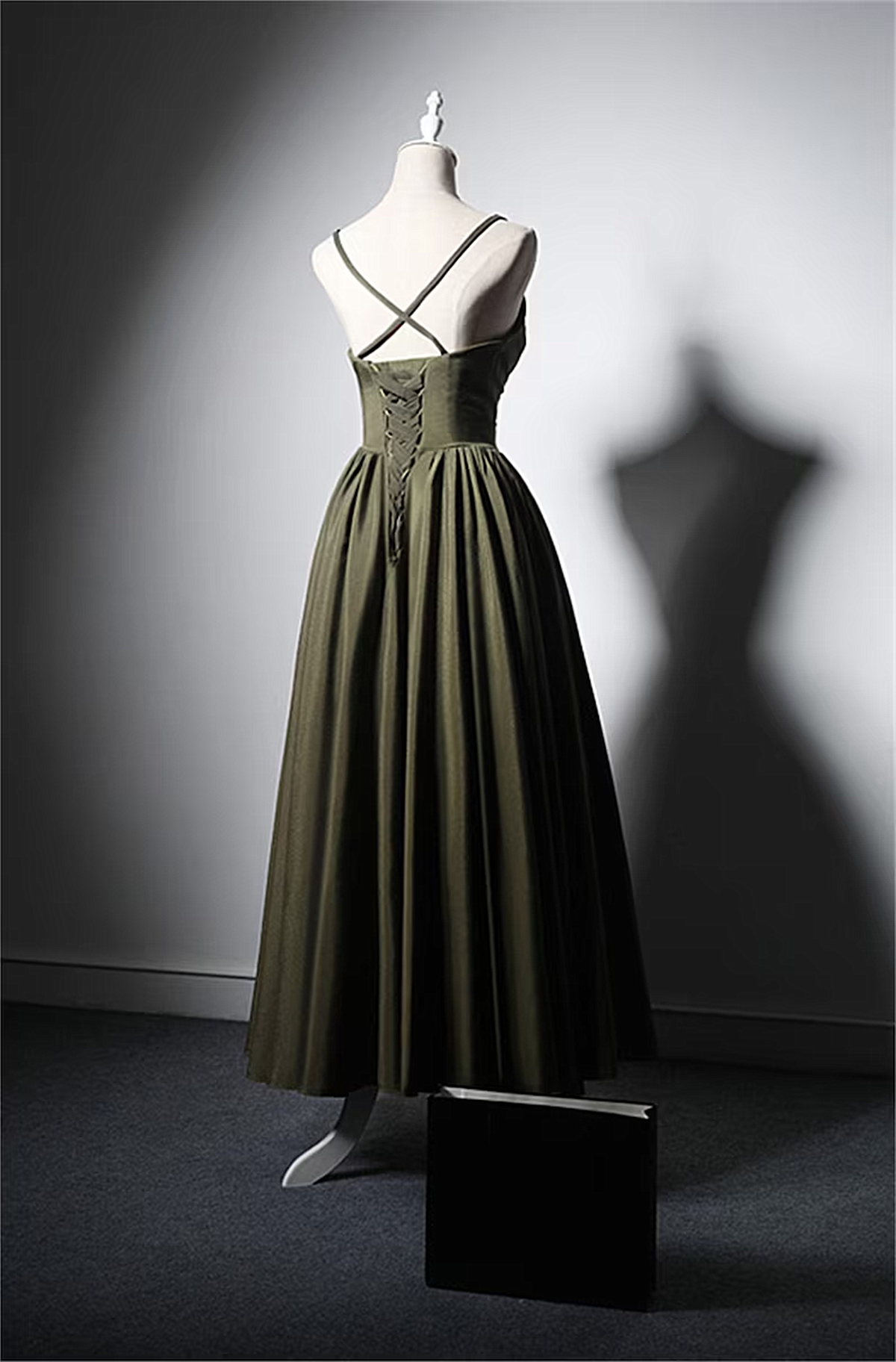 Green Satin Straps Long Wedding Party Dress, Green Long Prom Dress Evening Dress