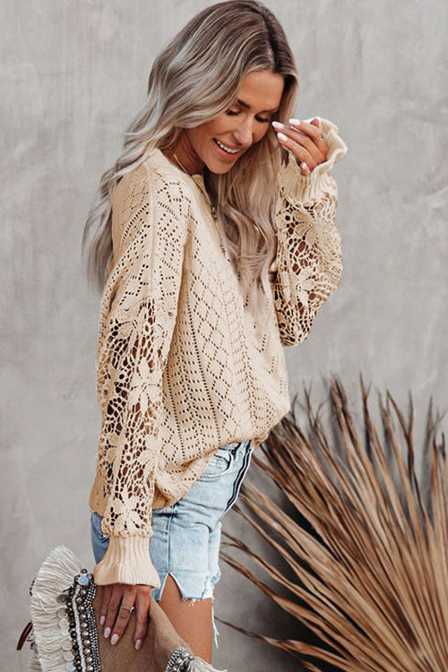 Get The Look Lace Hollow-Out Knit Sweater