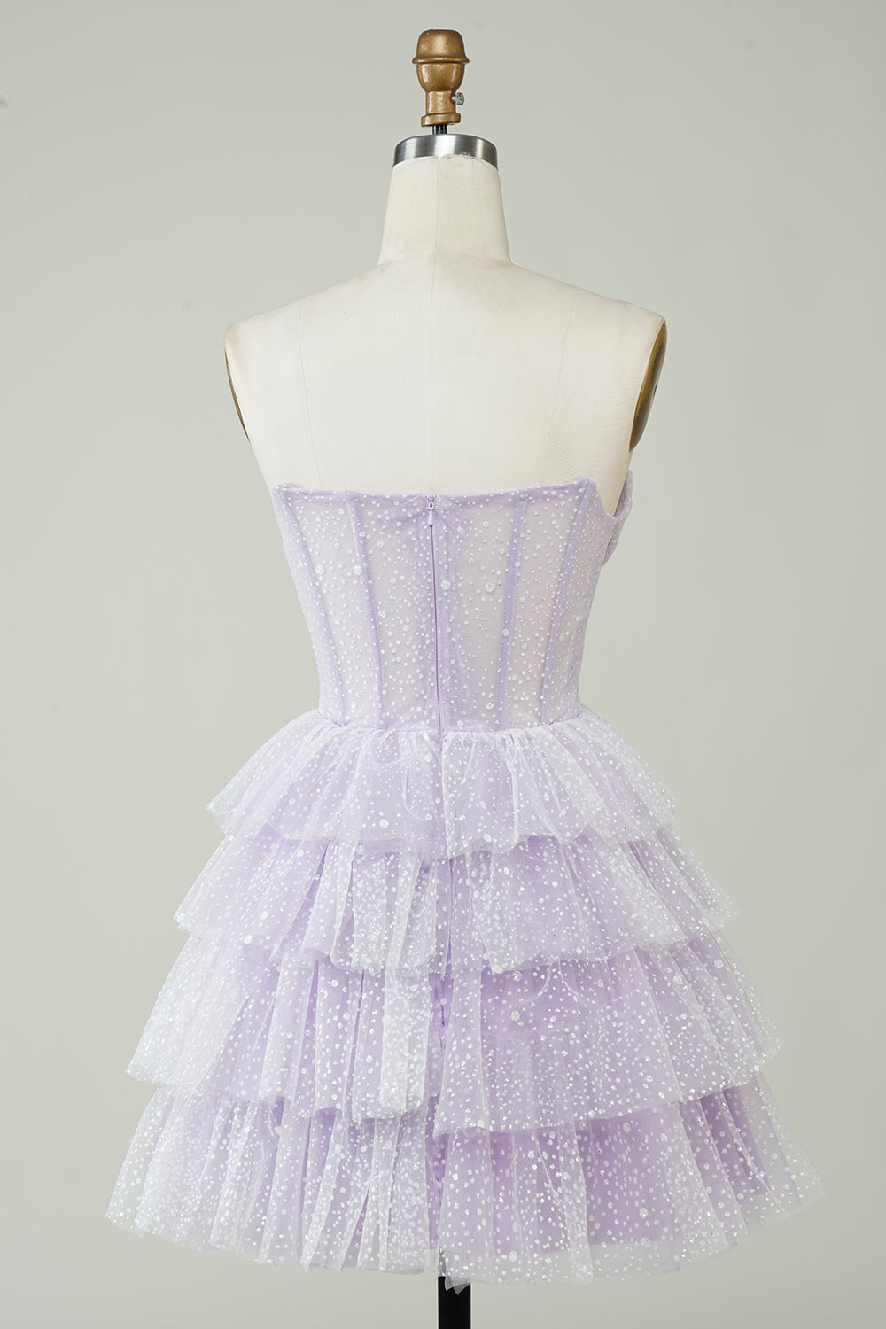 Lilac Homecoming Dress Corset A-Line Short Tulle Tiered Prom Dress