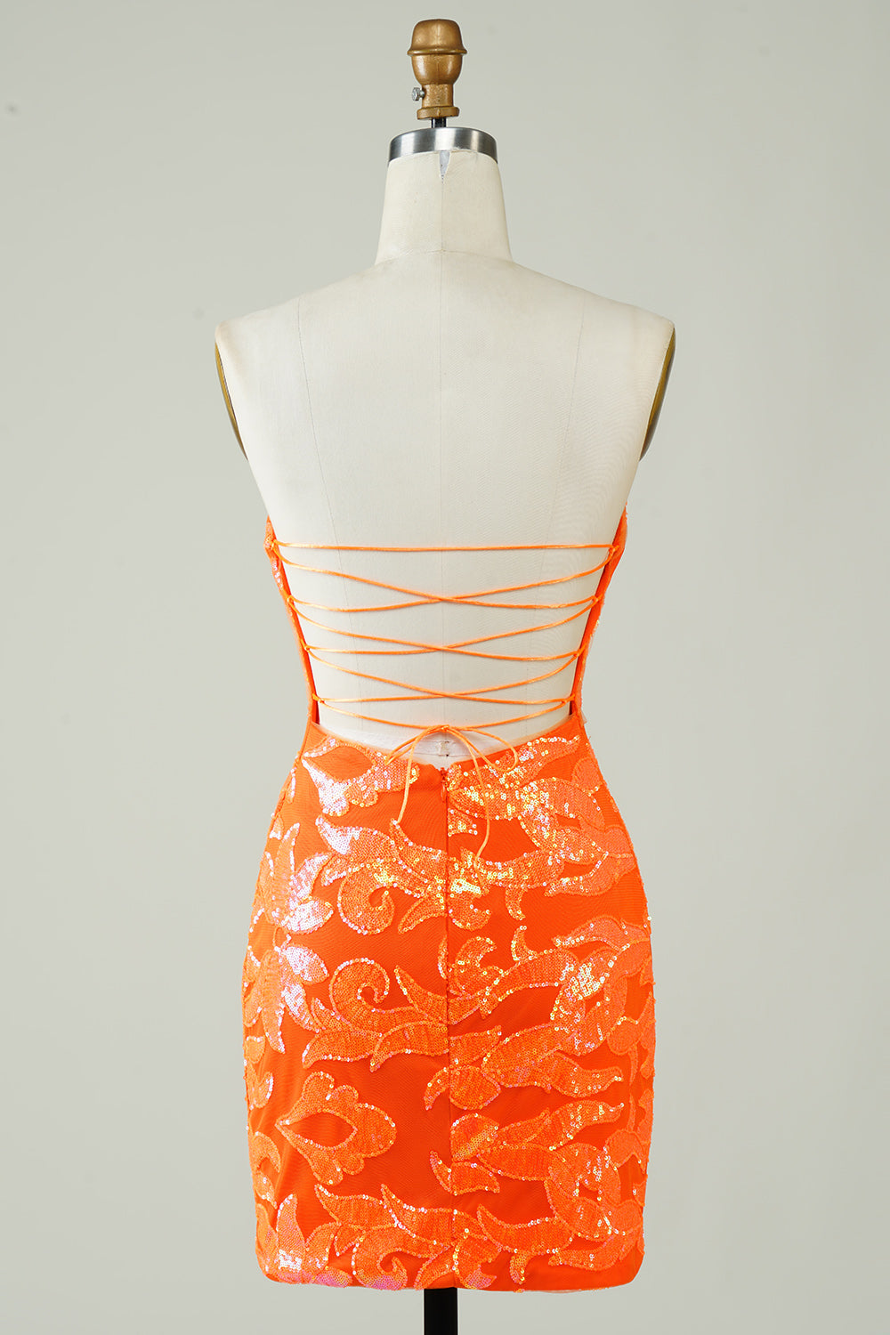 Strapless Orange Homecoming Dress Tight Prom Dress