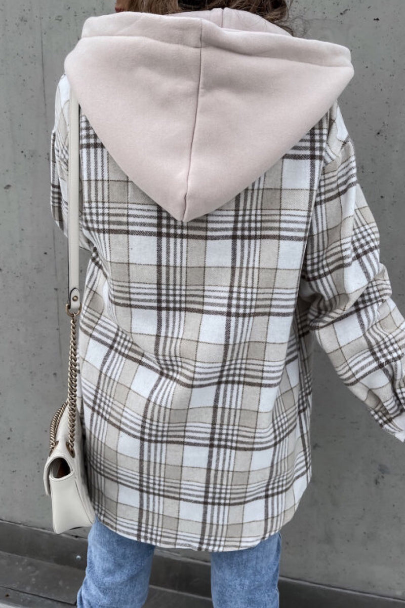 Fashion Casual Plaid Contrast Turndown Collar Outerwear