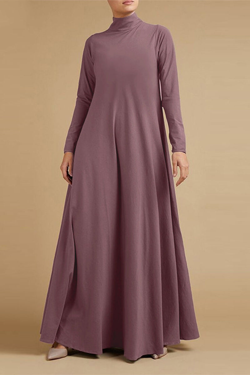 Casual Elegant Solid Turtleneck Long Sleeve Dresses(5 Colors)