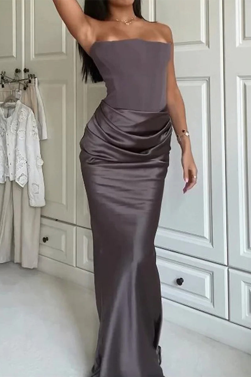 Sexy Prom Ruched Strapless Evening Dresses