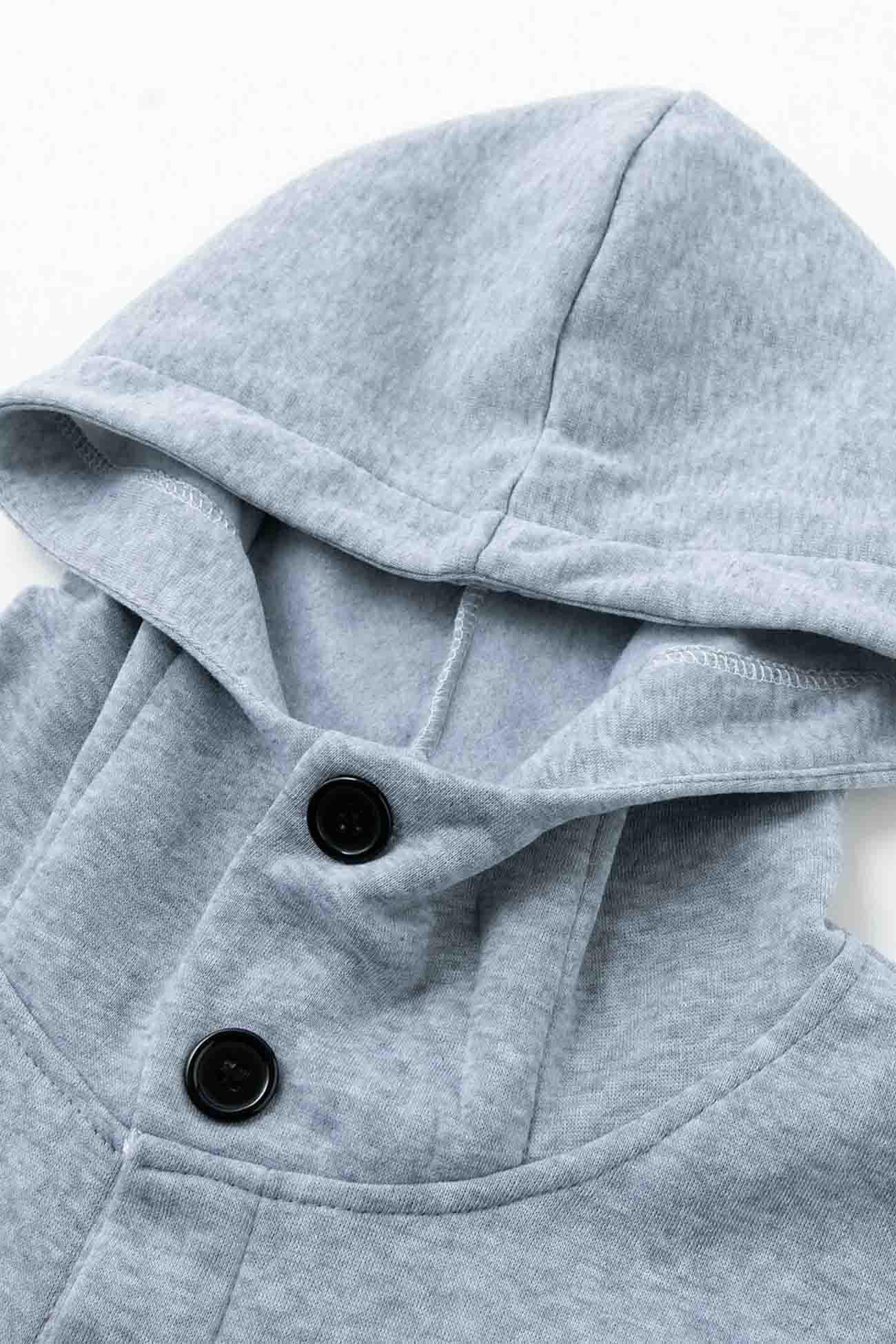 Hooded Pocket Button-up Coat