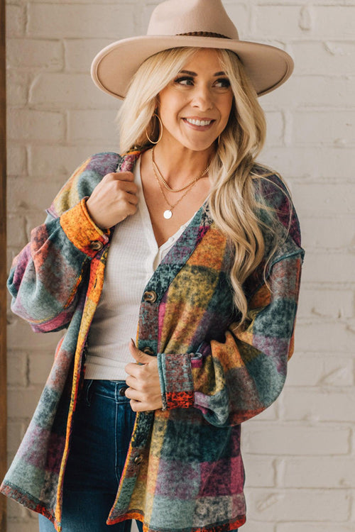 Sweetest Layer Colorful Plaid Long Sleeve Shacket