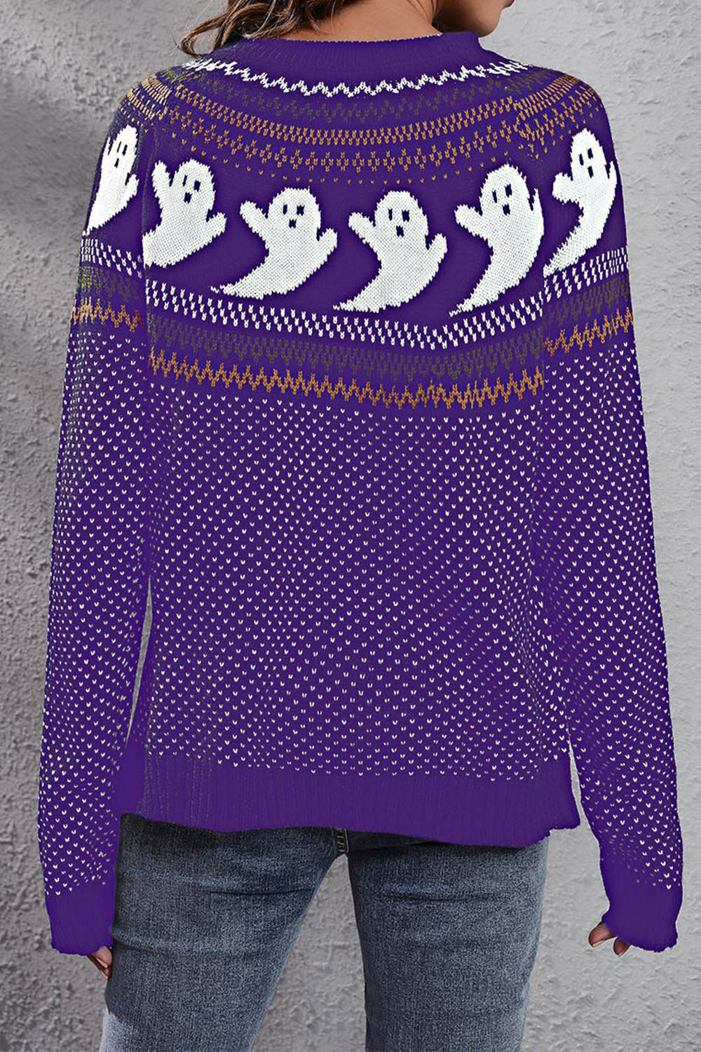 Halloween Ghost Retro Polka Dot Long Sleeve Knitted Sweater