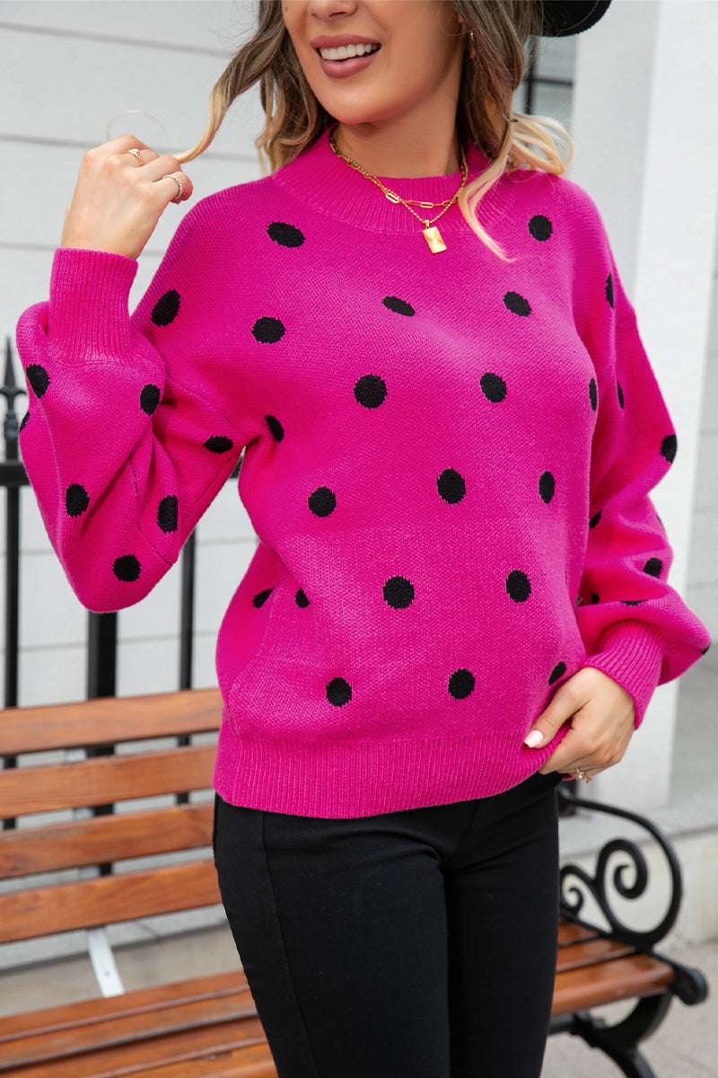 Polka Dot Knit Pullover Sweater