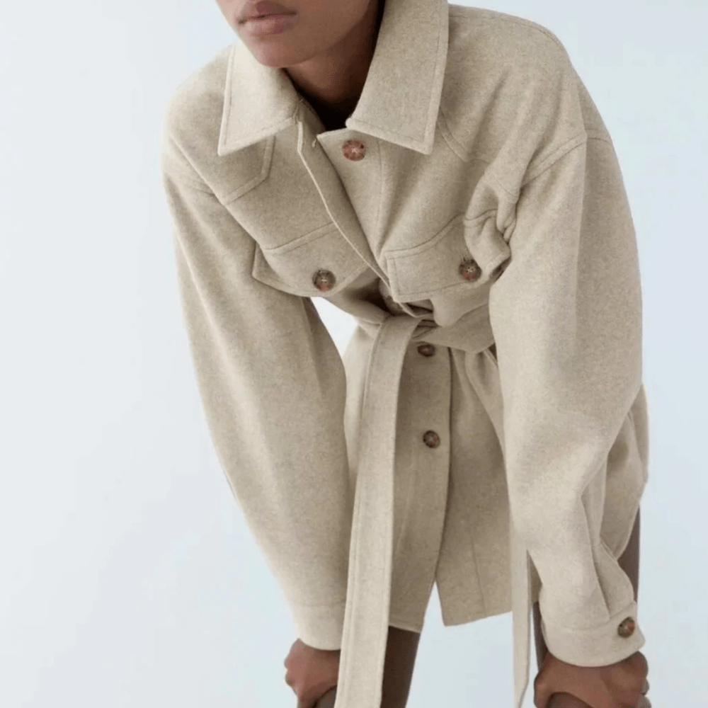 Shadya Belted Wool Shirt Coat