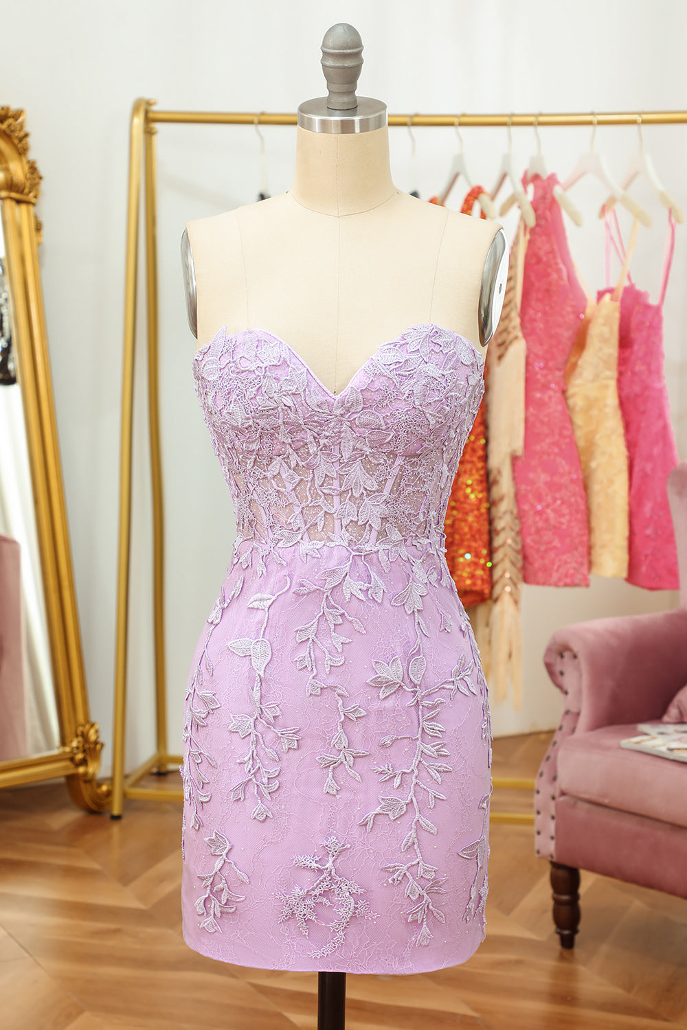 Purple Homecoming Dress Lace Tight Short Hoco Dress