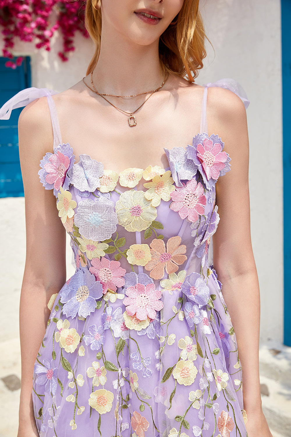 Blue Homecoming Dress Corset A-Line Short Prom Dress with 3D Flowers