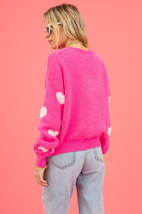 With Love Pink Long Sleeve Knit Sweater