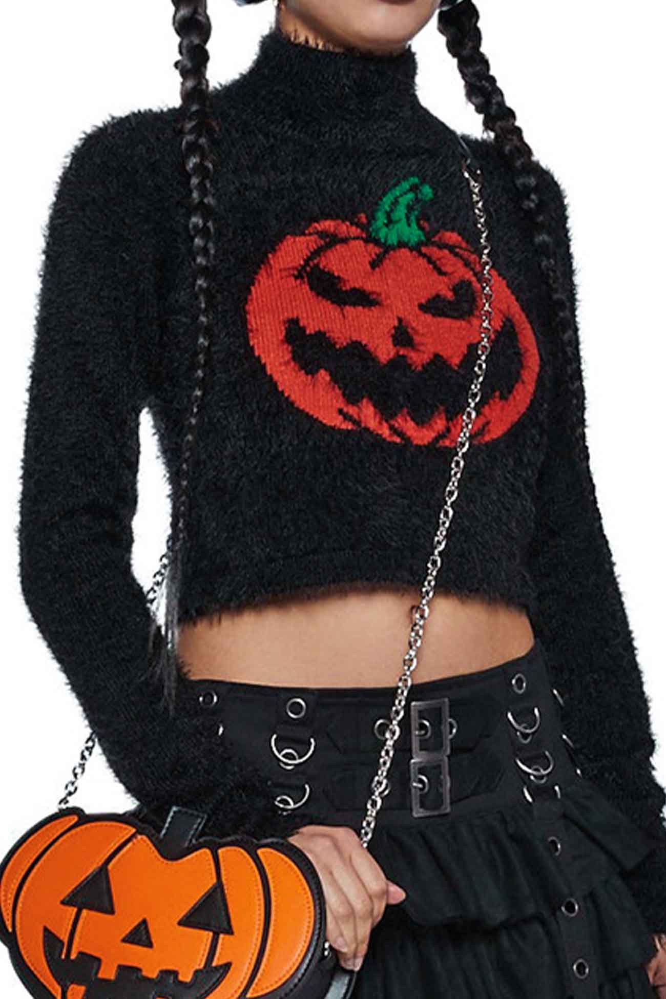 Pumpkin Half Turtleneck Long Sleeve Sweater