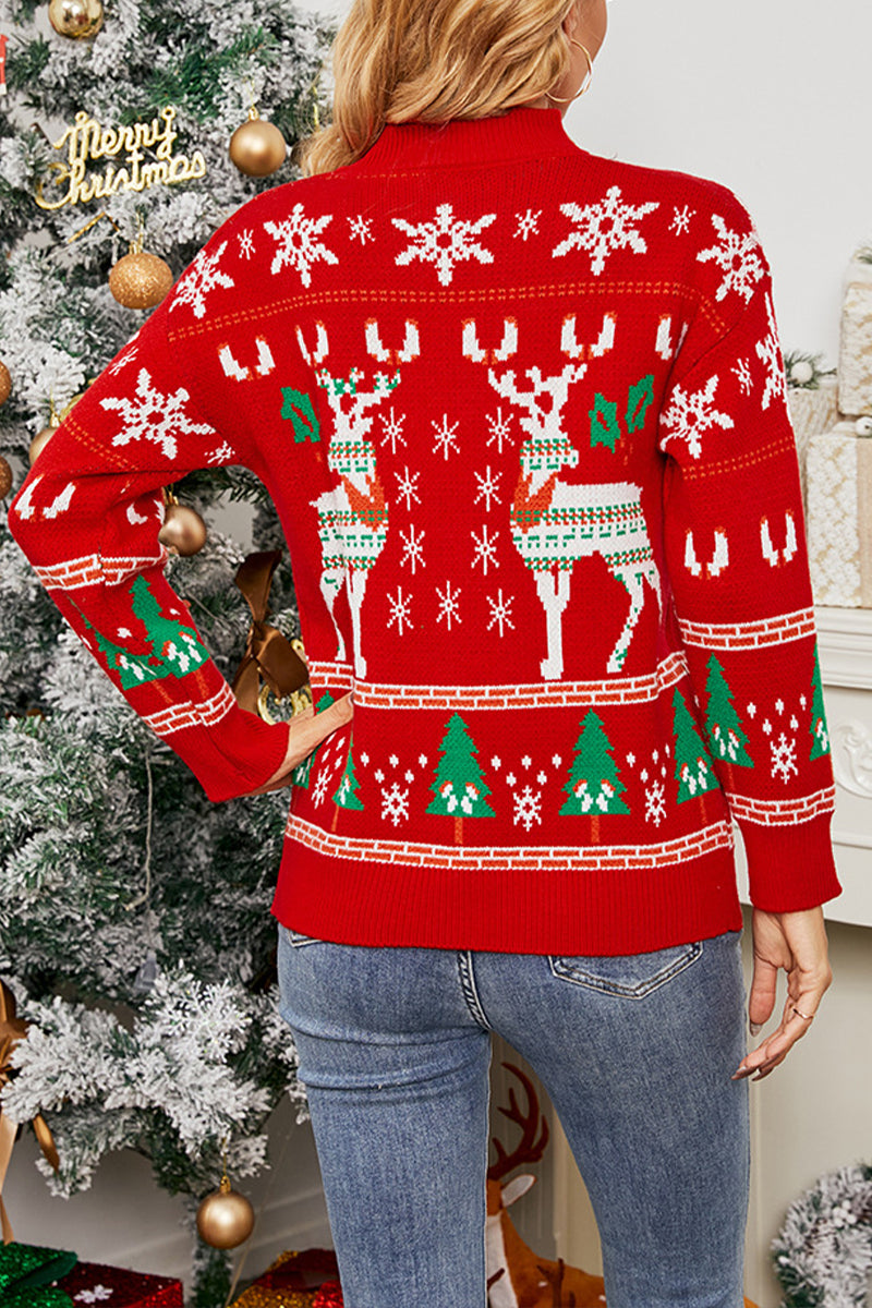 Christmas Fawn Snowflake Pullover Sweater