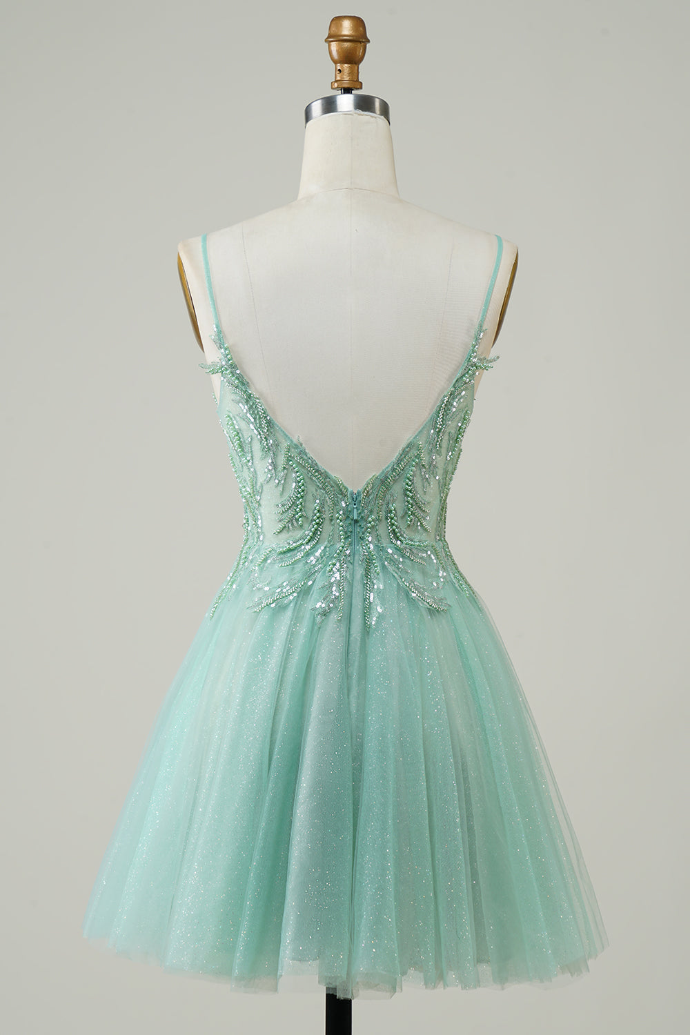 Green Homecoming Dress A Line Cute Prom Dress with Beaded