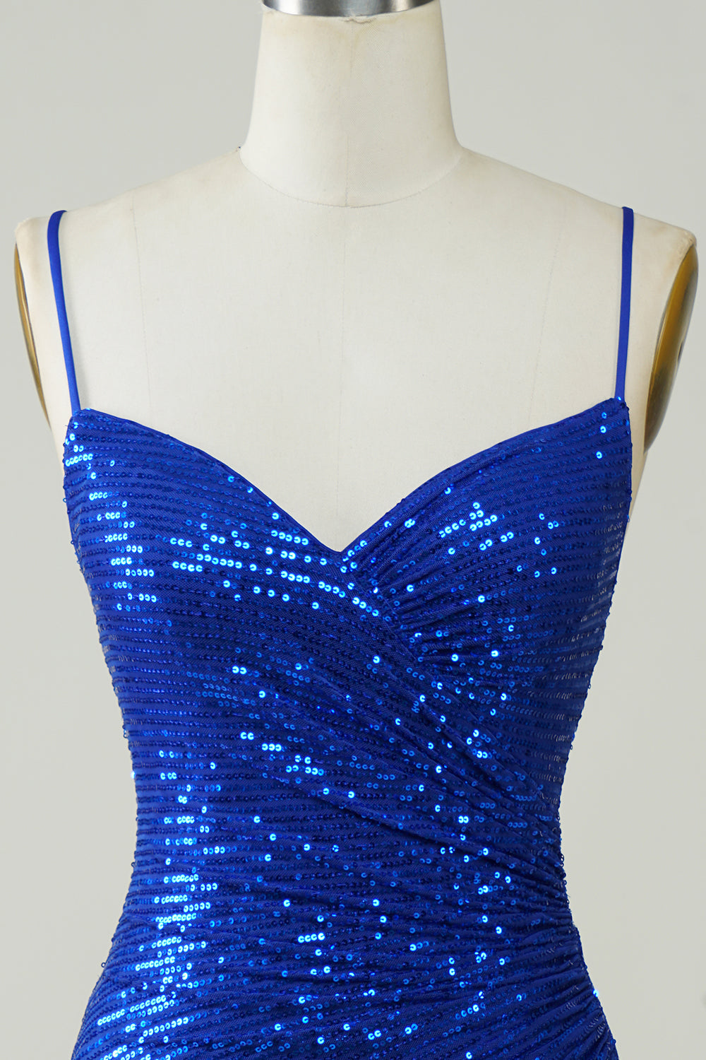 Bodycon Spaghetti Straps Royal Blue Homecoming Dress Sequin Short Prom Dress