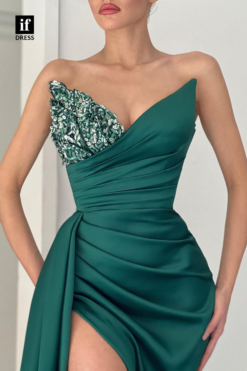 31940 - Wonderful Strapless V-Neck Beads Pleats Long ProM Evening Formal Dress