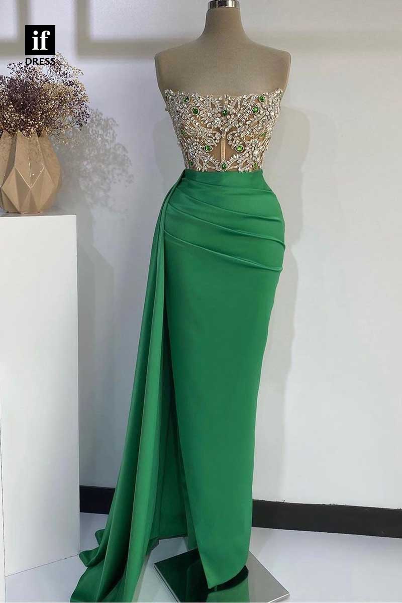 32902 - Stunning Strapless Beads Sheath Sleeveless Prom Evening Party Dress