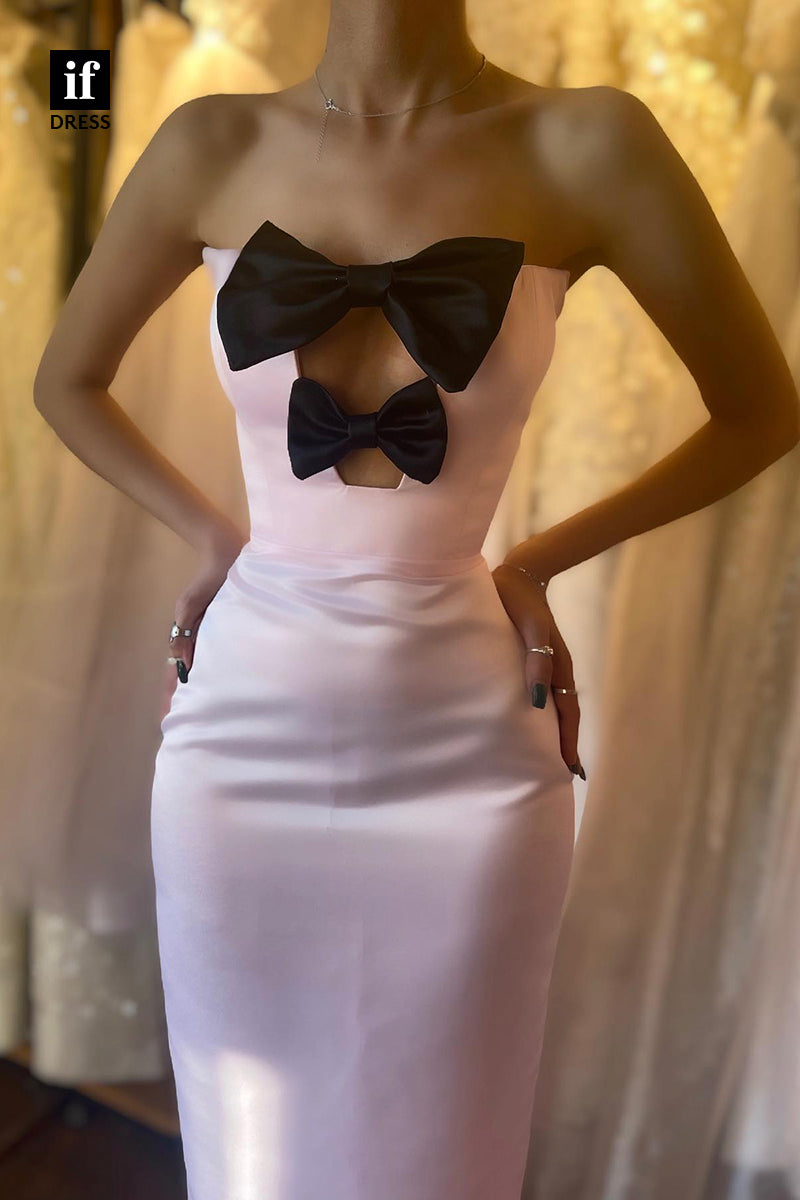 32928 - Unique Strapless Bow-Knot Sheath Sleeveless Prom Evening Formal Dress