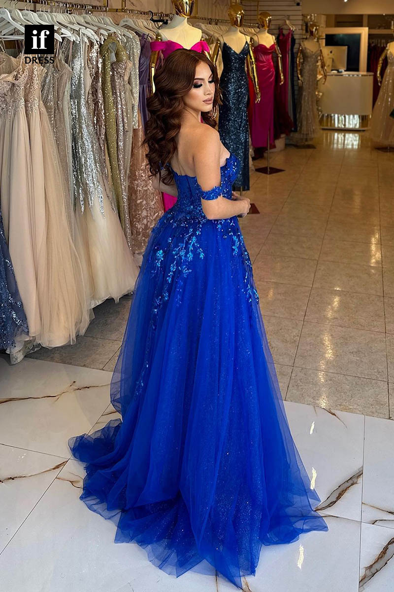 32952 - Amazing Strapless A-Line Appliques Tulle Prom Evening Formal Dress