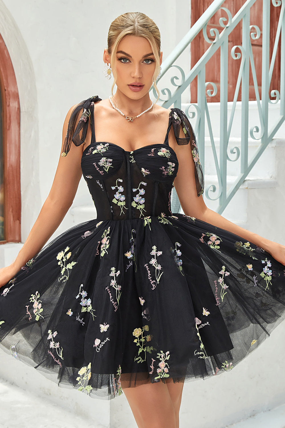 Black Homecoming Dress Corset EmbroideRed Homecoming Dress Short A-Line Prom Dress