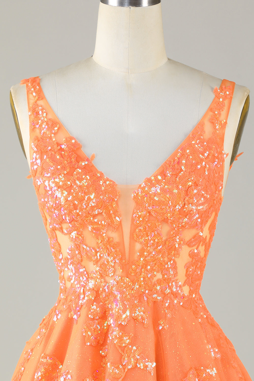 Orange Homecoming Dress A Line Glitter Prom Dress with Sequin