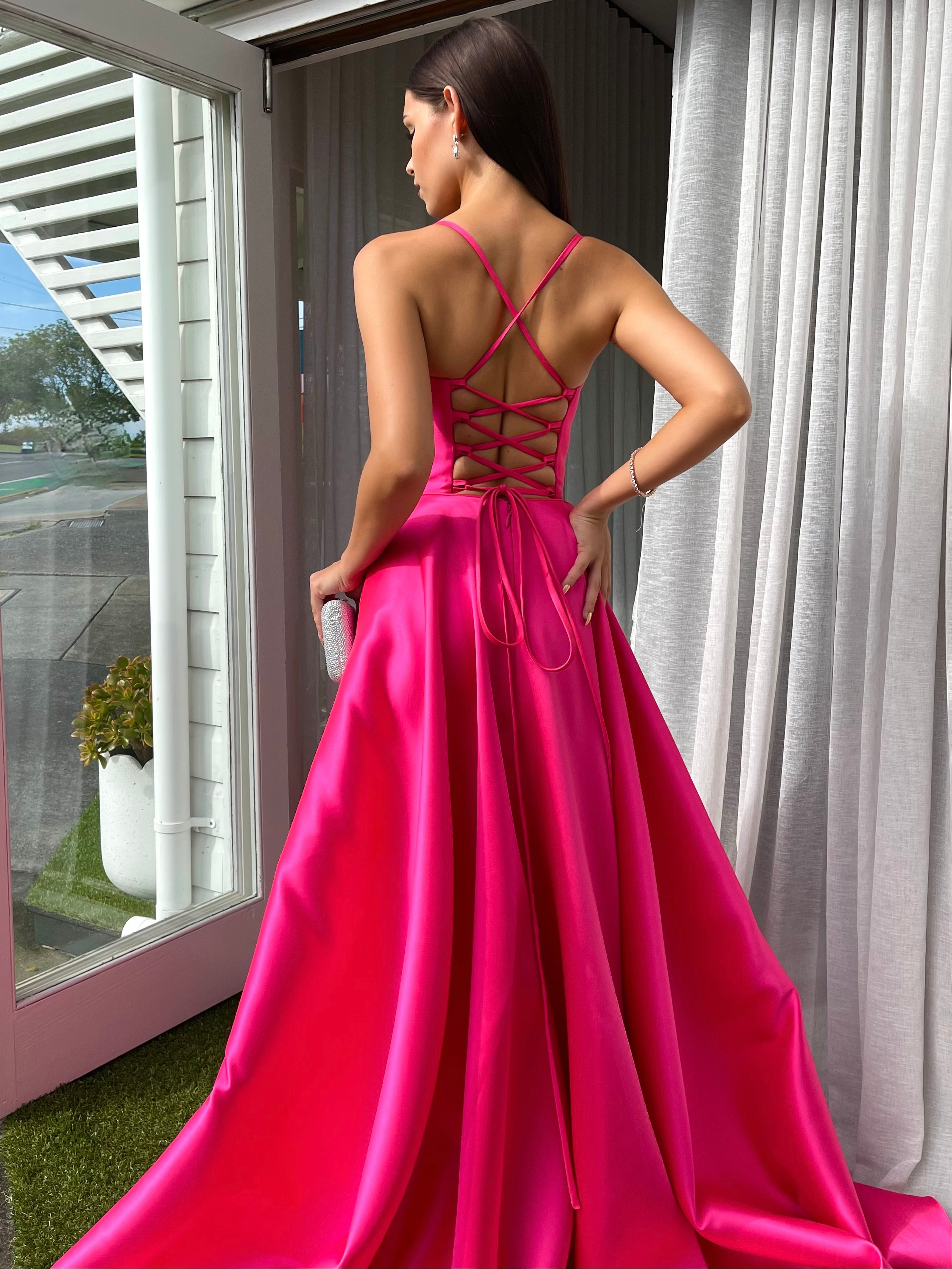 34158 - Distinctive Spaghetti Straps Pleats A-Line Prom Formal Dress