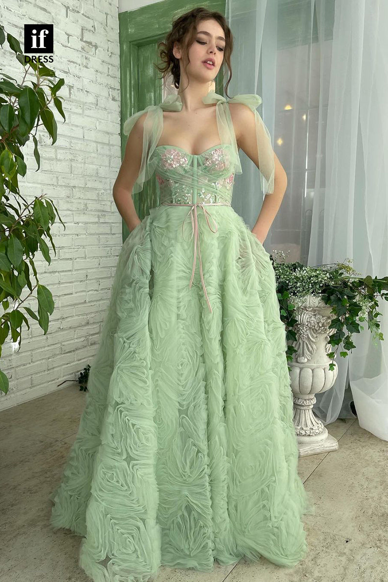 34170 - Charming A-Line Sweeetheart Straps Green Prom Formal Dress