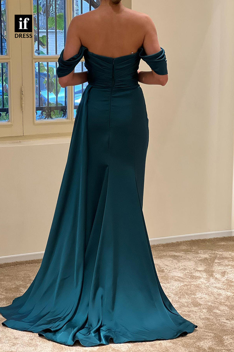 34223 - Amazing Off-Shoulder Beads Sweetheart Side Split Evening Prom Formal Dress