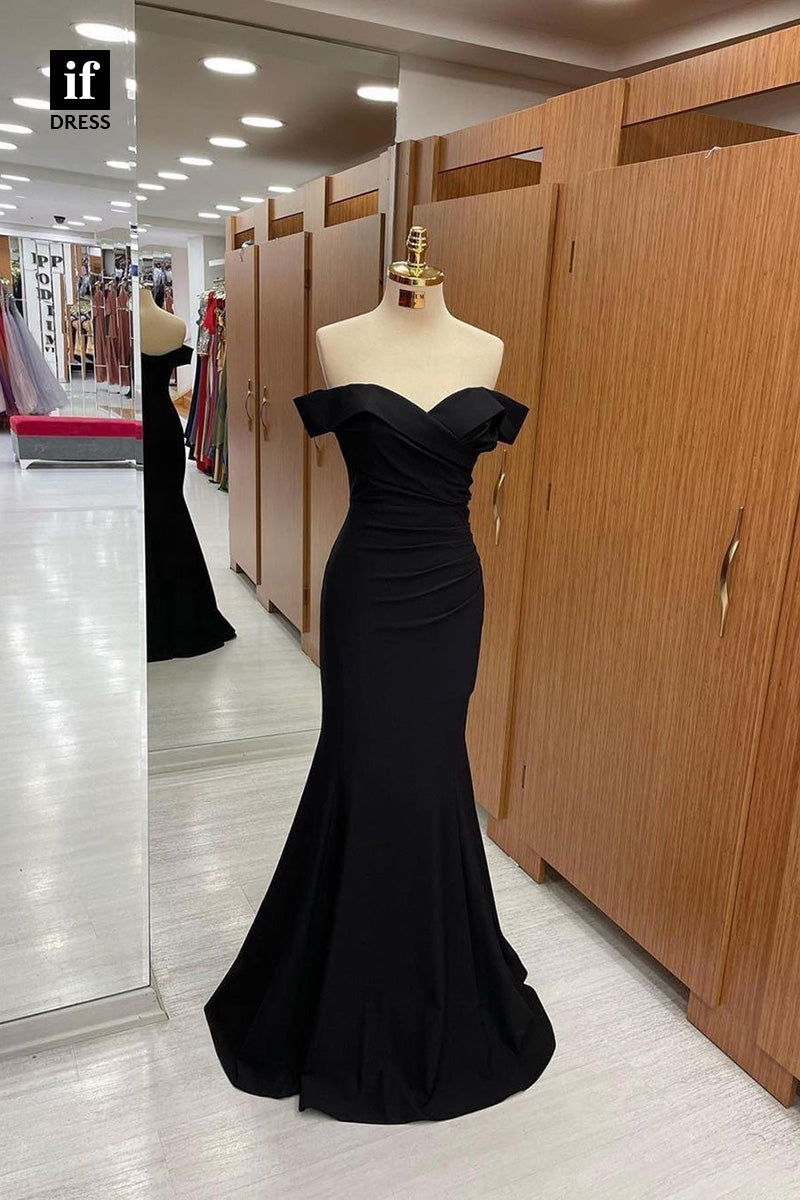 34227 - Elegant Off-Shoulder Sweetheart Pleats Prom Formal Dress