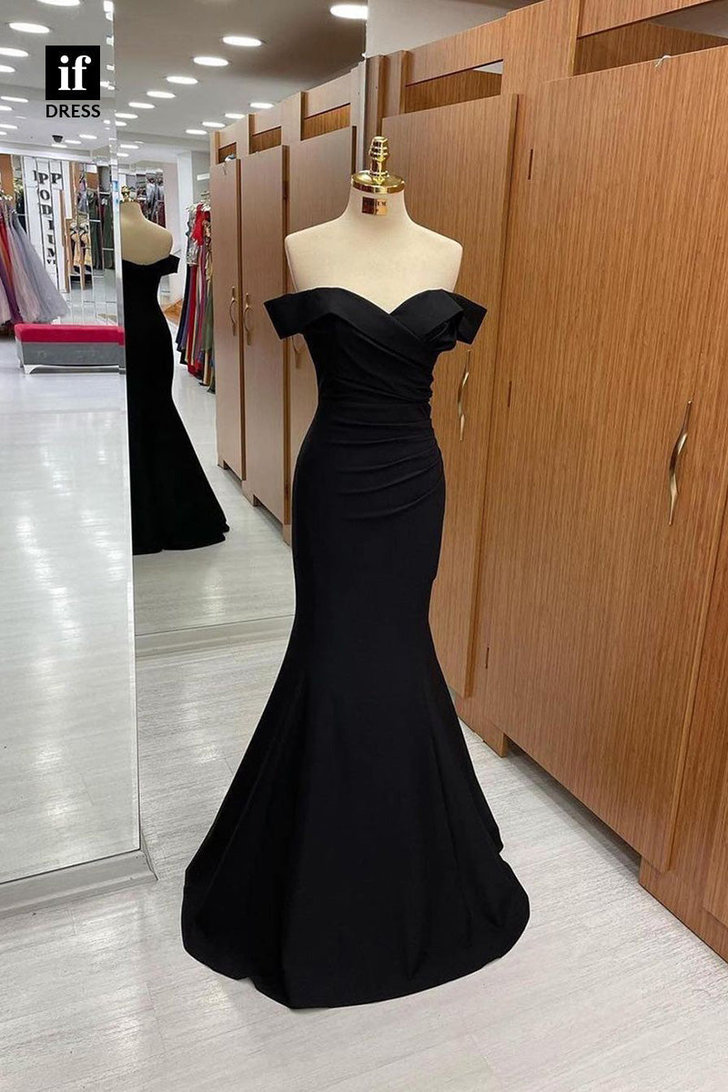 34227 - Elegant Off-Shoulder Sweetheart Pleats Prom Formal Dress