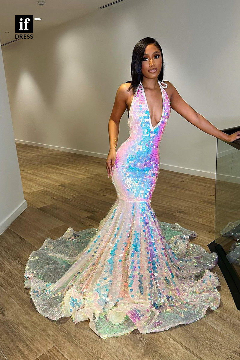 34274 - Wonderful V-Neck Sequined Prom Formal Dress For Black Girls