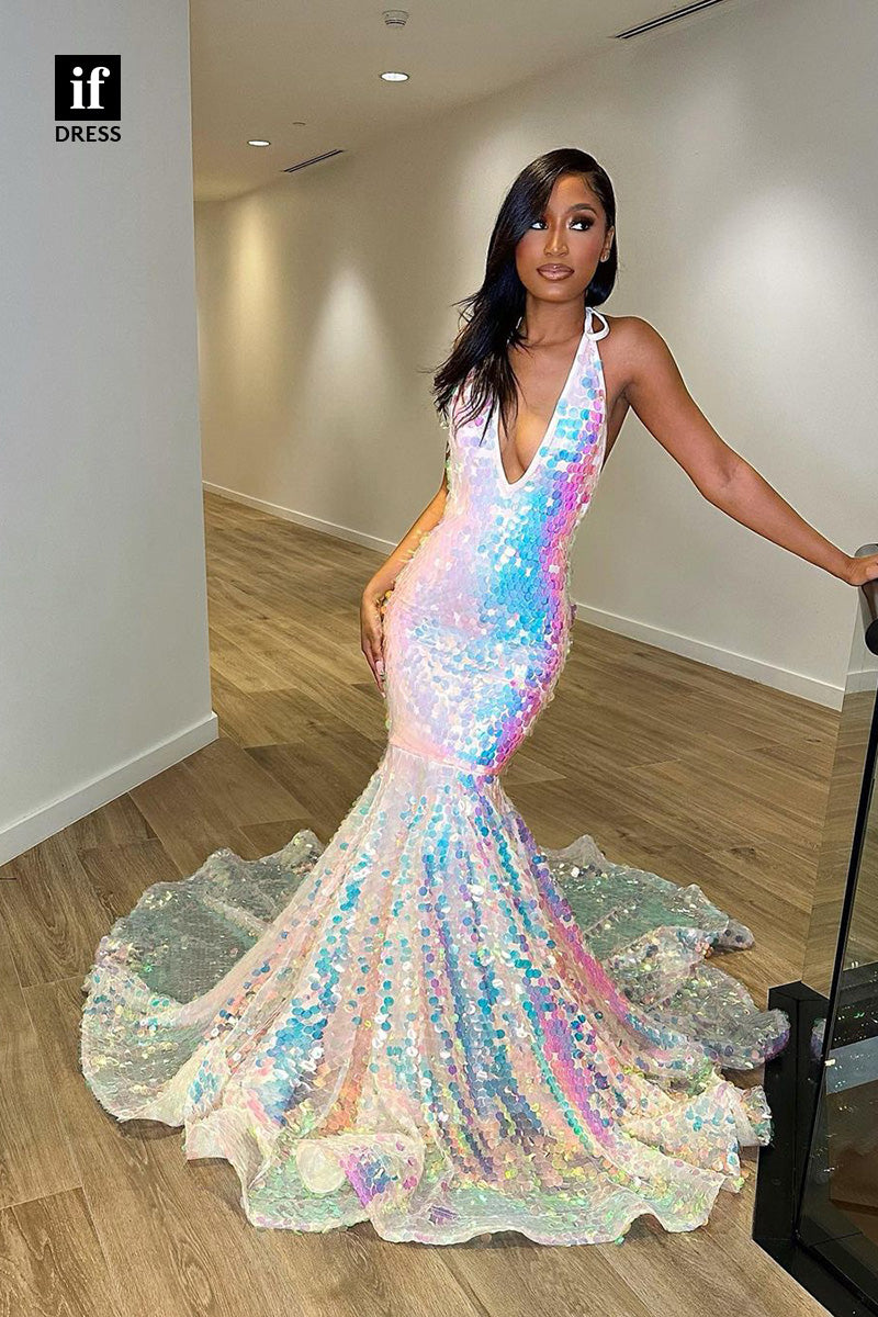 34274 - Wonderful V-Neck Sequined Prom Formal Dress For Black Girls