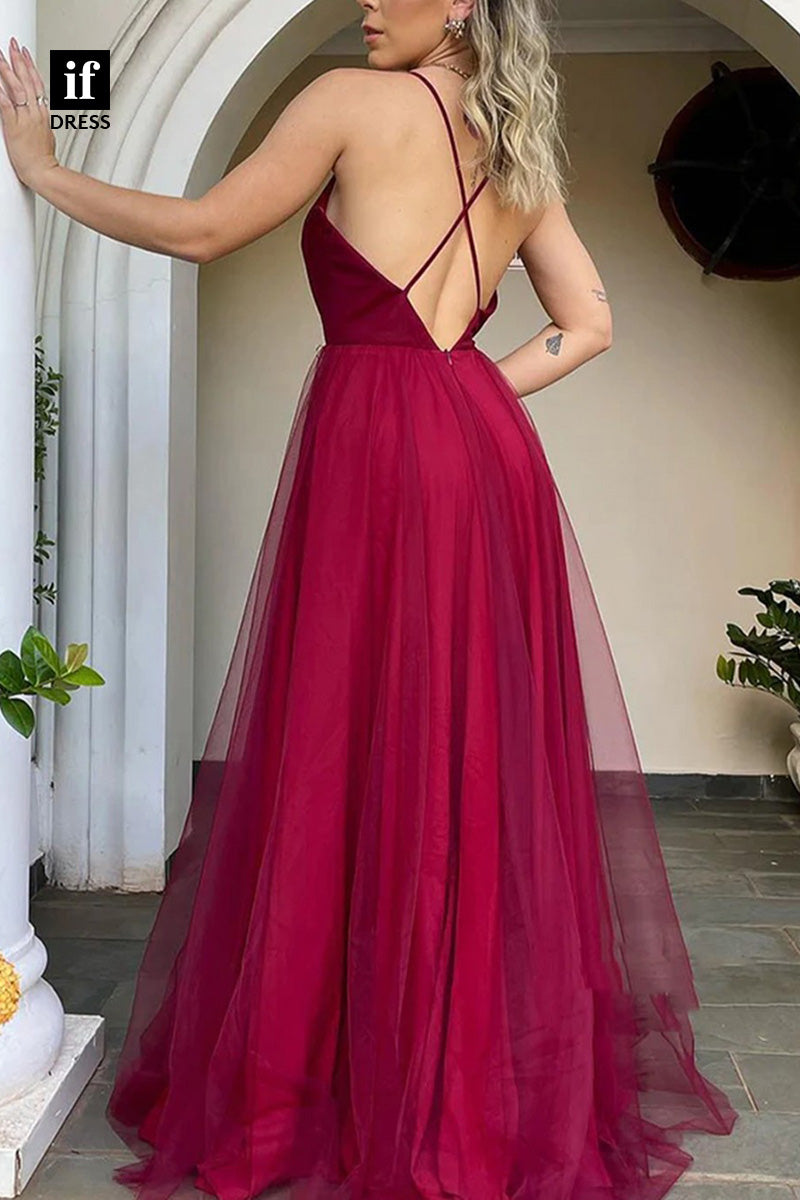 34305 - Wonderful Spaghetti Straps V-Neck Prom Formal Evening Dress