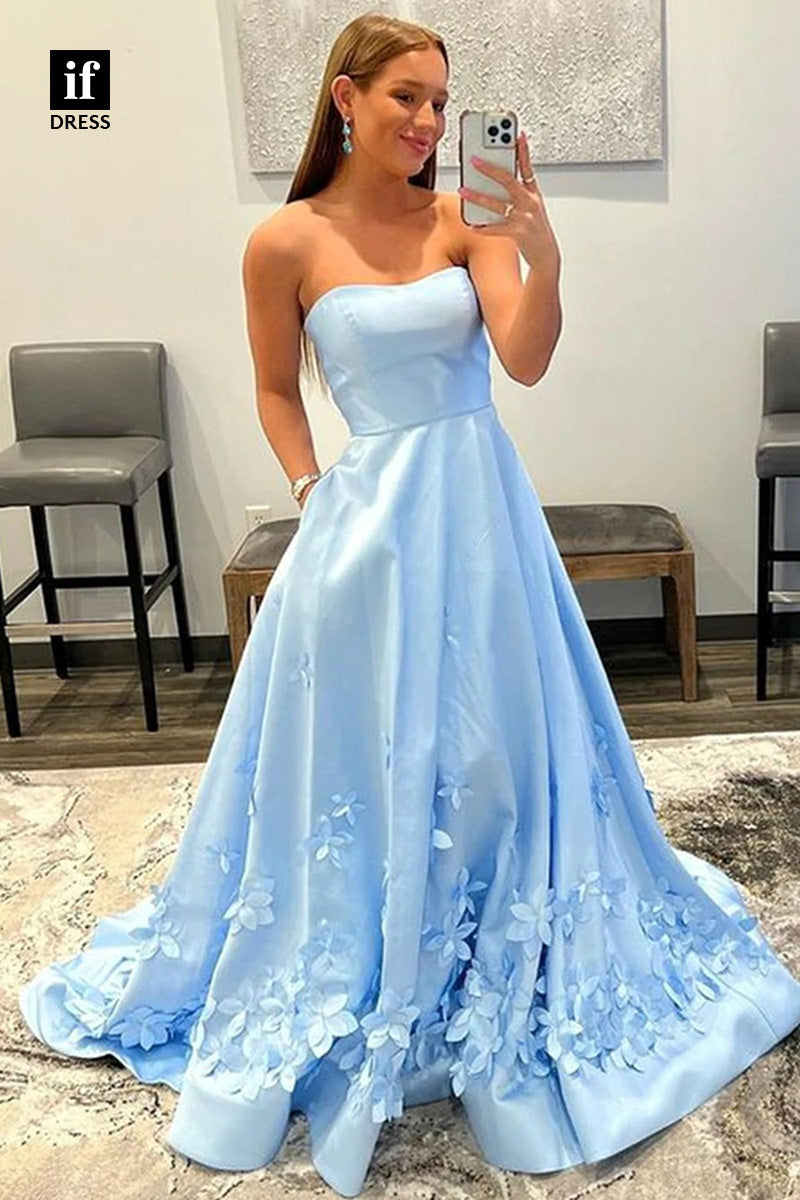 34318 - Chic Off-Shoulder A-Line Appliques Prom Formal Evening Dress