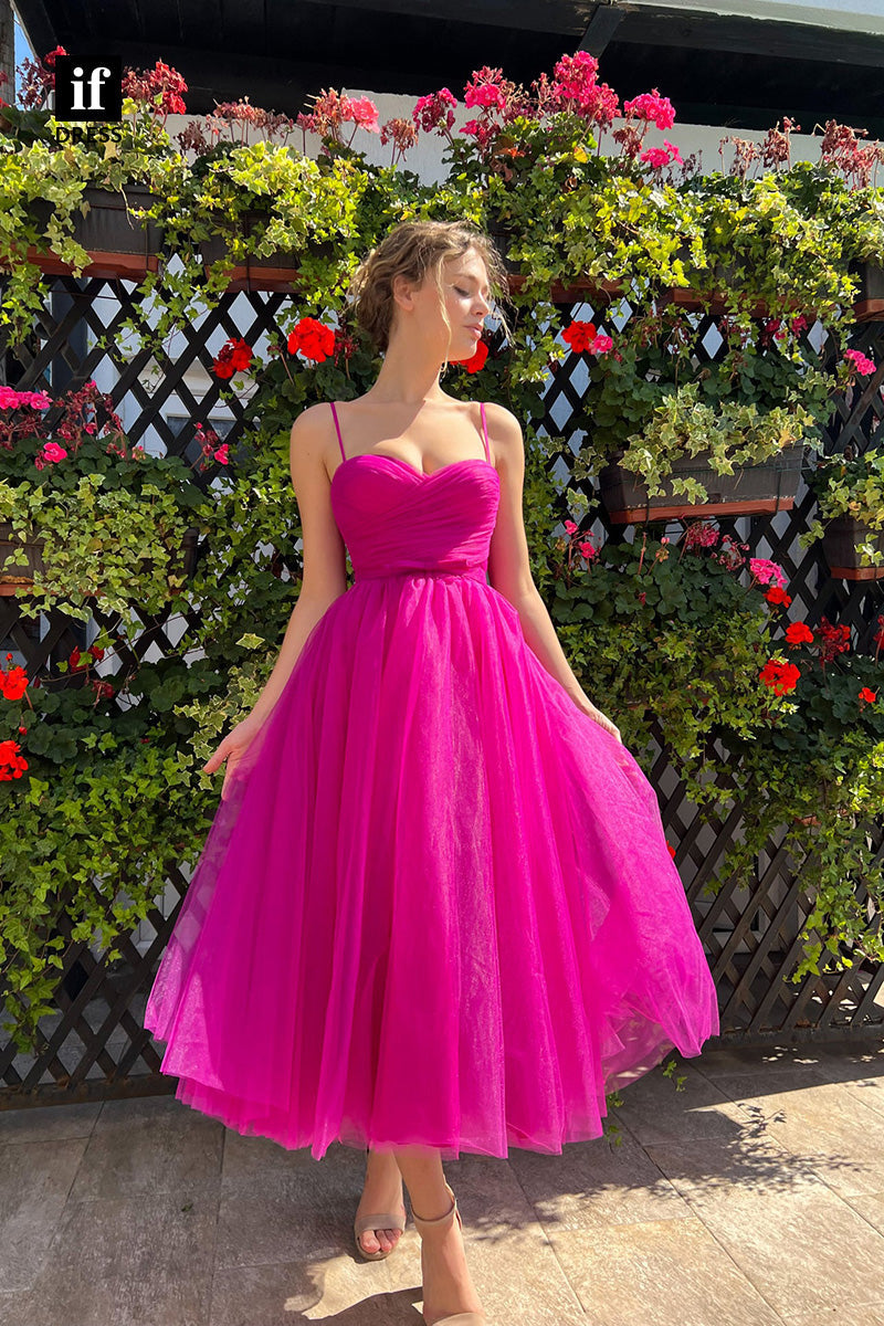 34331 - Romantic Spaghetti Straps A-Line Sweetheart Tulle Prom Formal Party Dress