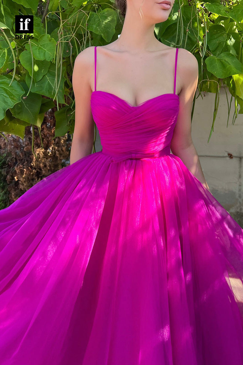 34331 - Romantic Spaghetti Straps A-Line Sweetheart Tulle Prom Formal Party Dress