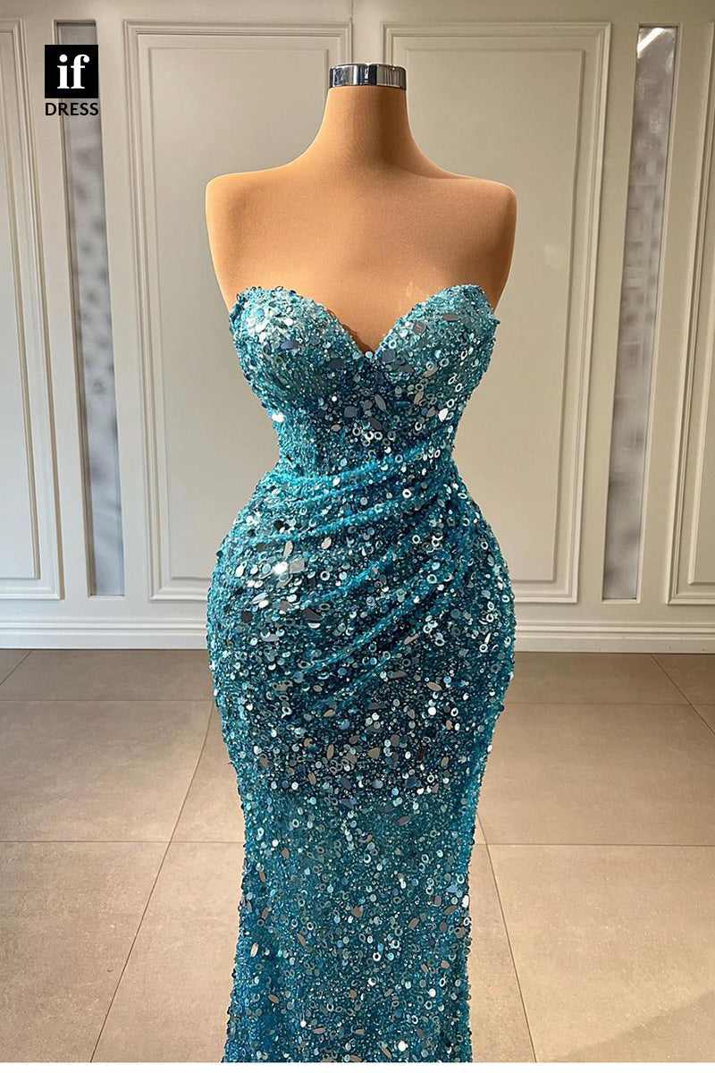 34353 - Classic Off Shoulder Sweetheart Sequined Prom Formal Evening Dress