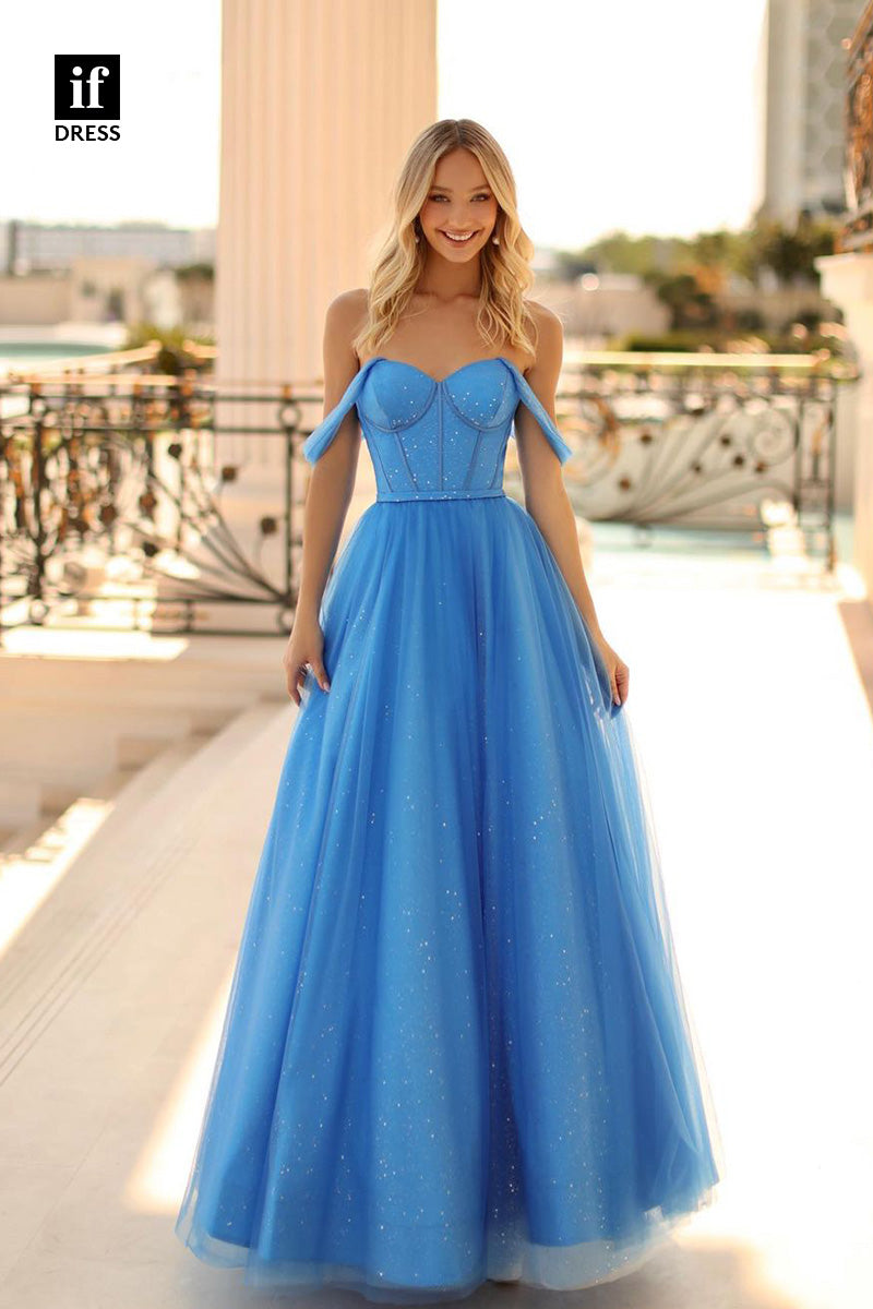 34391 - Adorable Off Shoulder A-Line Sweetheart Prom Evening Formal Dress