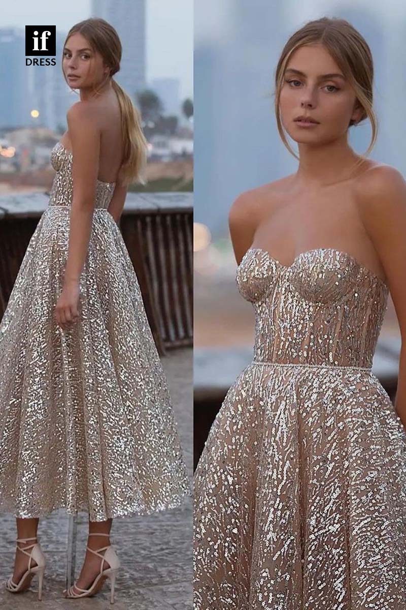 34561 - Sparkly Off Shoulder Sweetheart A-Line Sequines Prom Evening Formal Dress