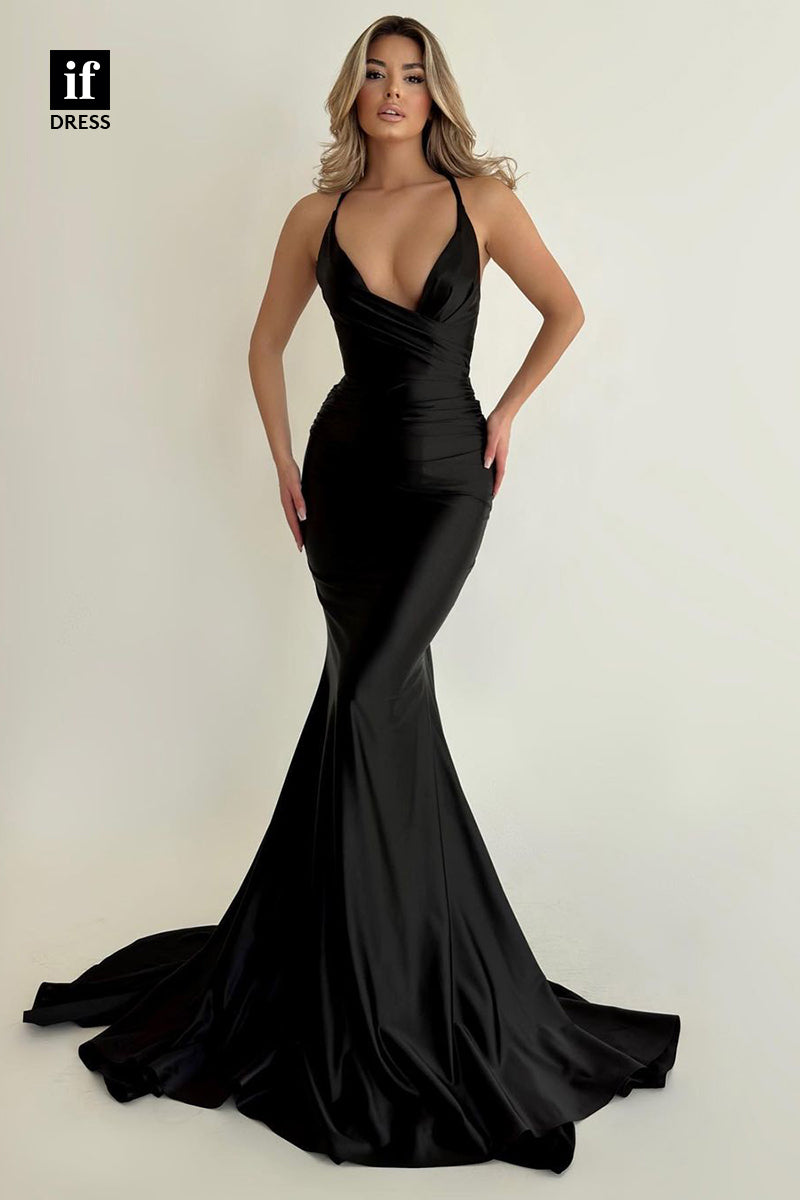 34627 - Charming Low V-Neck Straps Mermaid Prom Evening Formal Dress