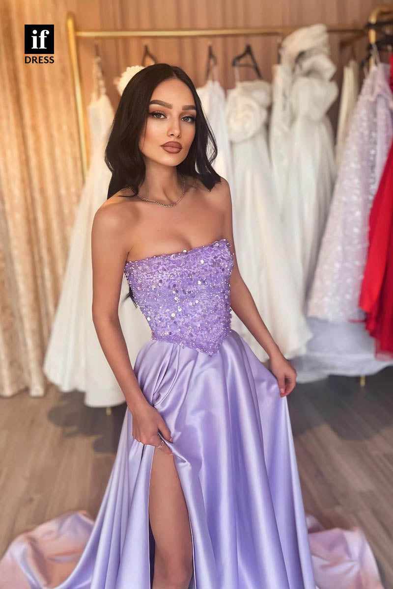 34650 - Adorable Strapless A-Line Ruched Beads Prom Evening Formal Dress