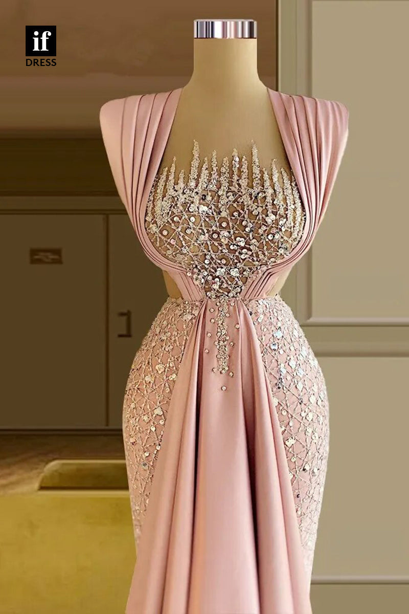 34943 - Stunning Beads Sleeveless Pleats Prom Evening Formal Dress