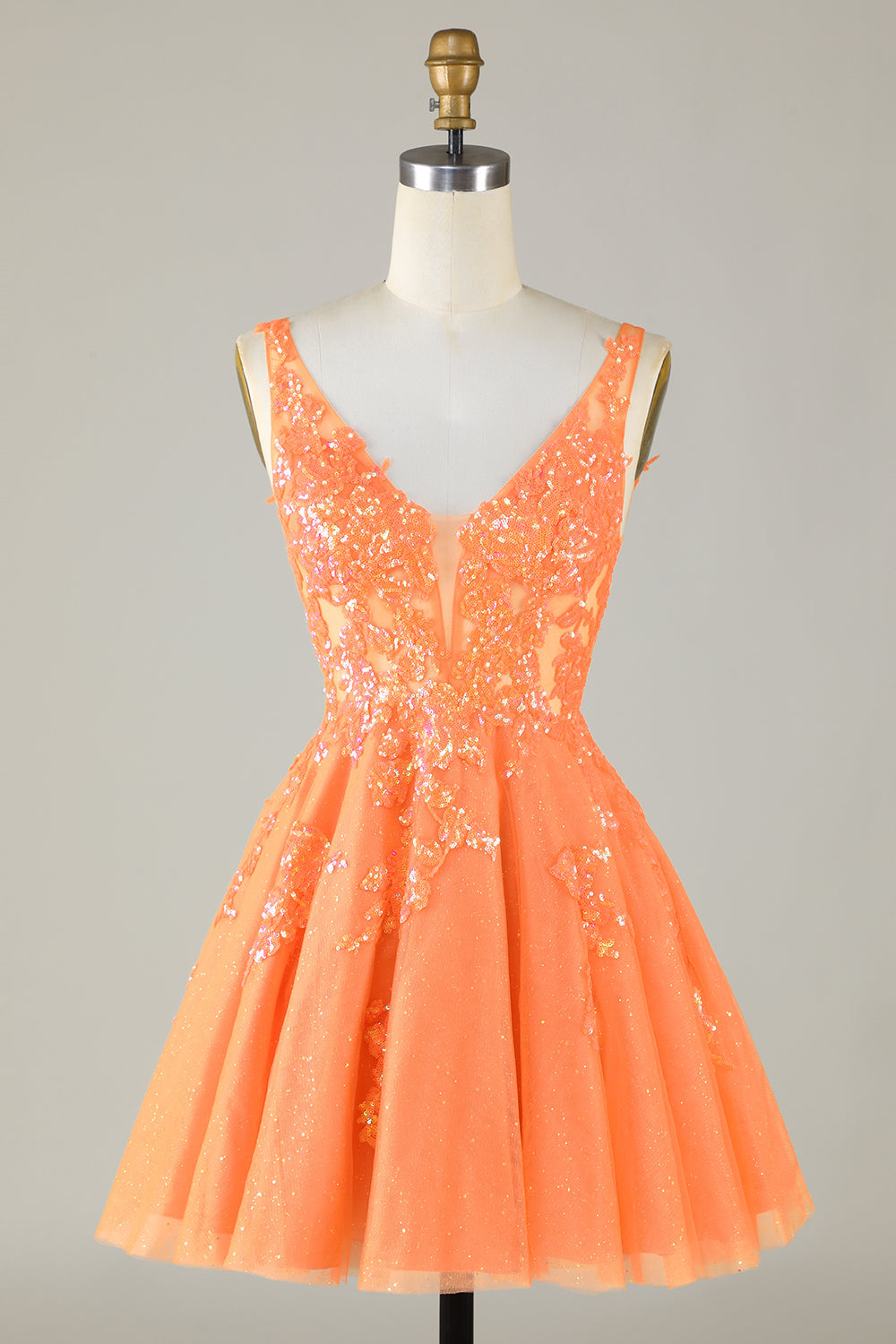 Orange Homecoming Dress A Line Glitter Prom Dress with Sequin