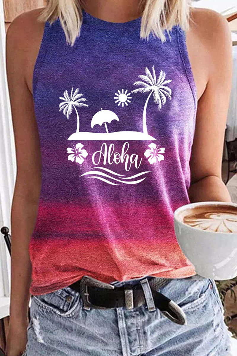 Coconut Print Casual Tank Top